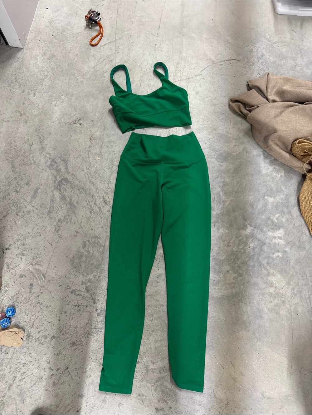 Beach Riot Green Crop Sports Bra with High-Waist Leggings Set